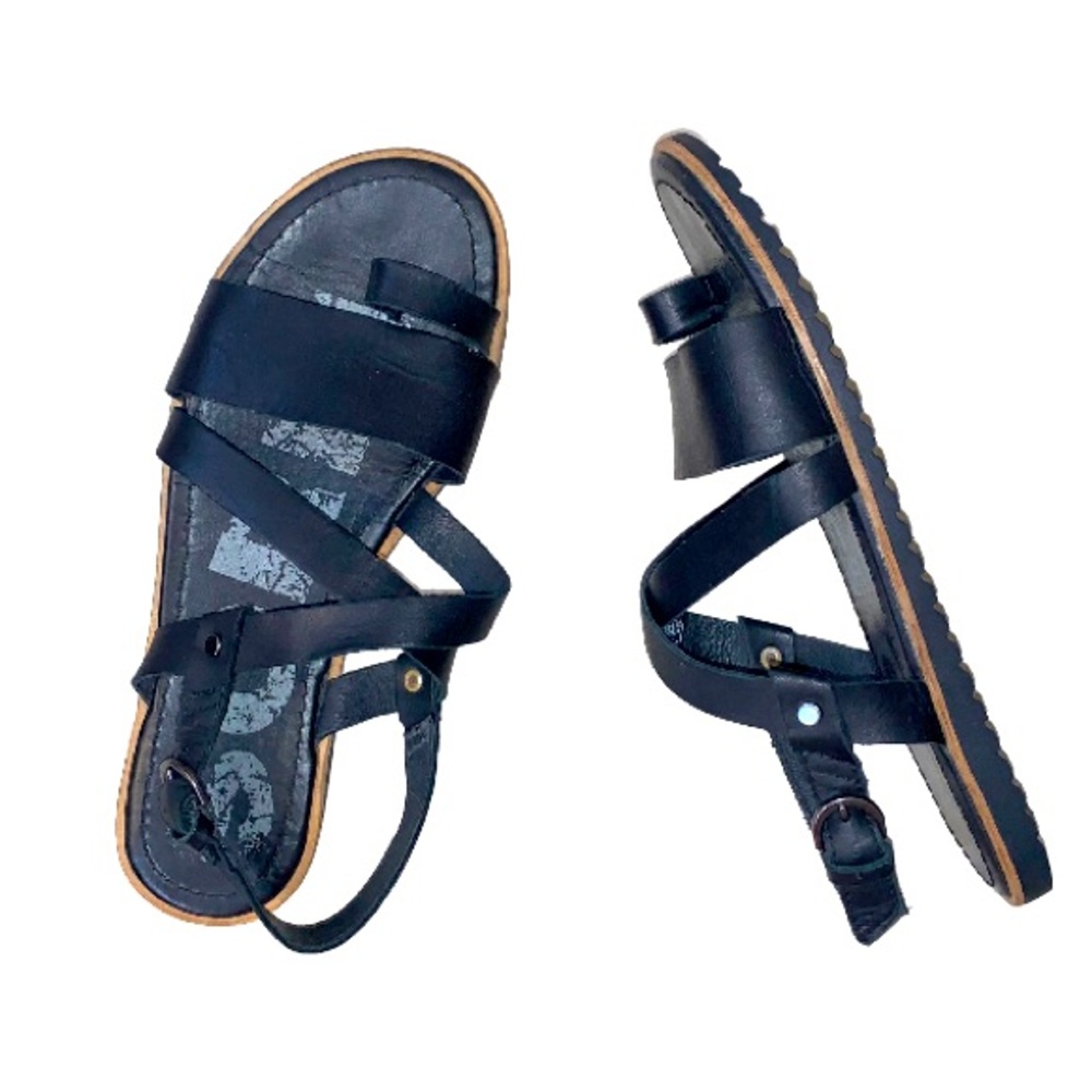 SOREL black leather sandals women’s size 6
